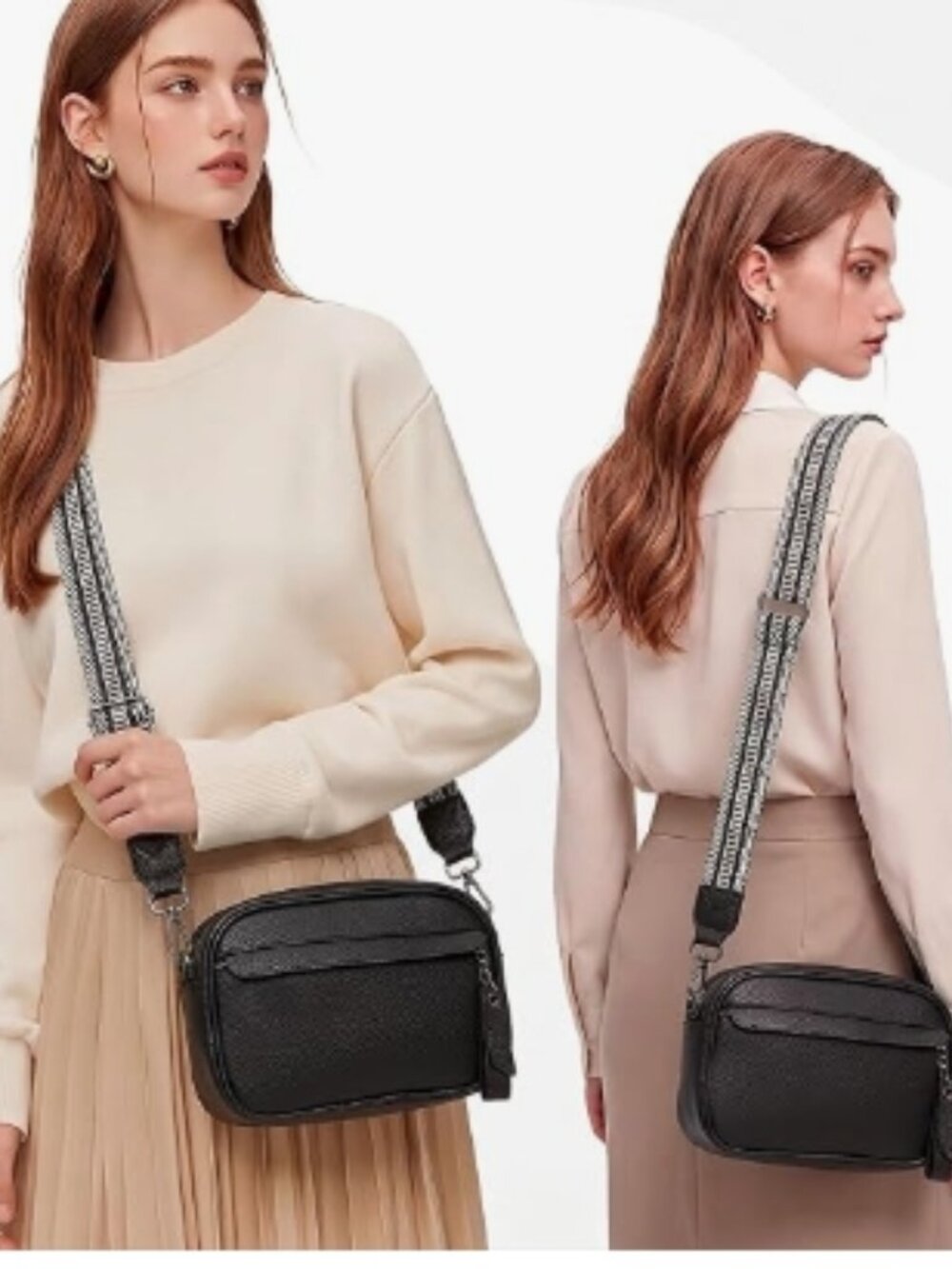 Genuine Leather Quilted Crossbody Bags for Women RFID Small Handbag Purse